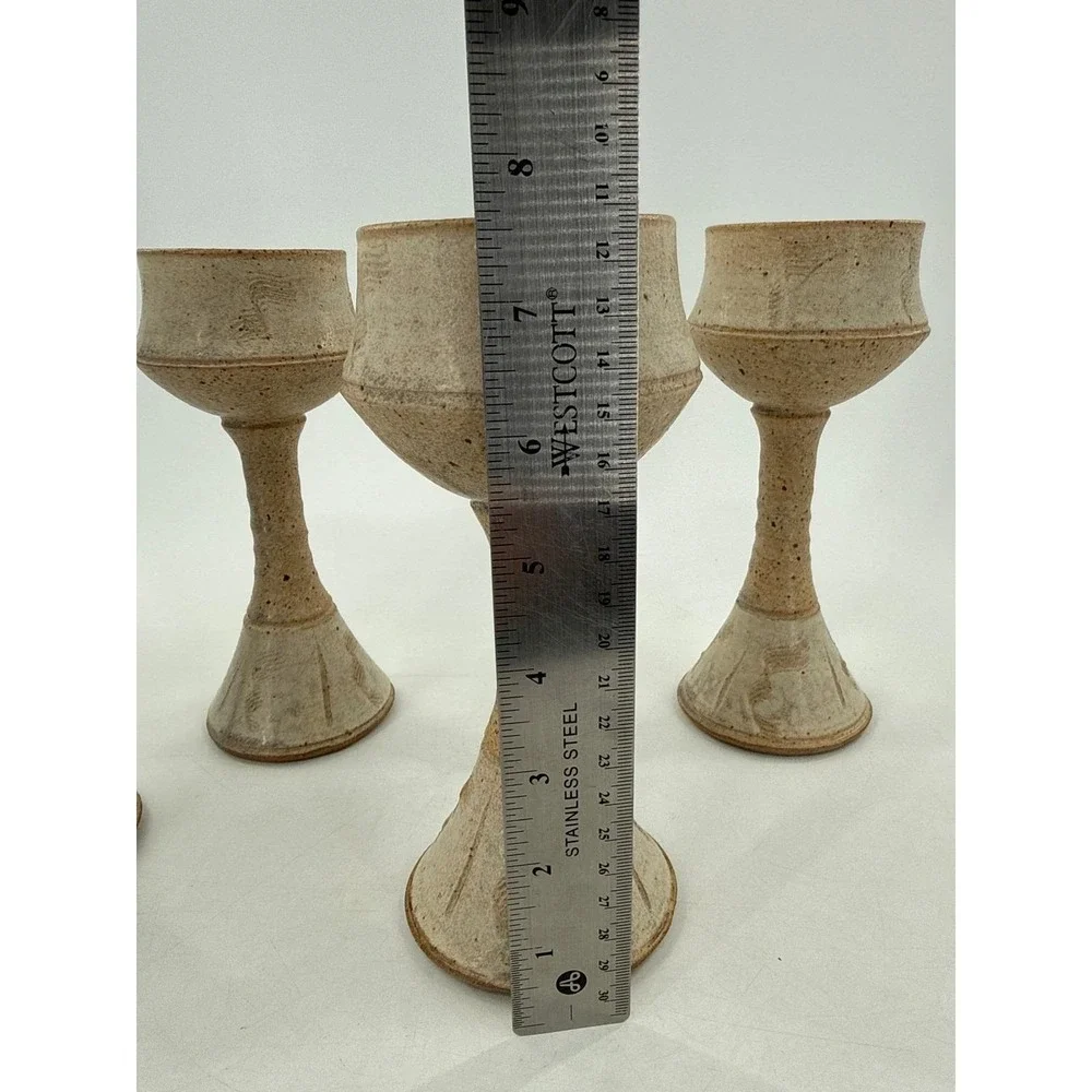 Ceramic Goblets Wine Rustic‎ Earth Tone set of 4 Handmade Glazed